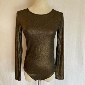 Forever 21 gold lamé long sleeve bodysuit